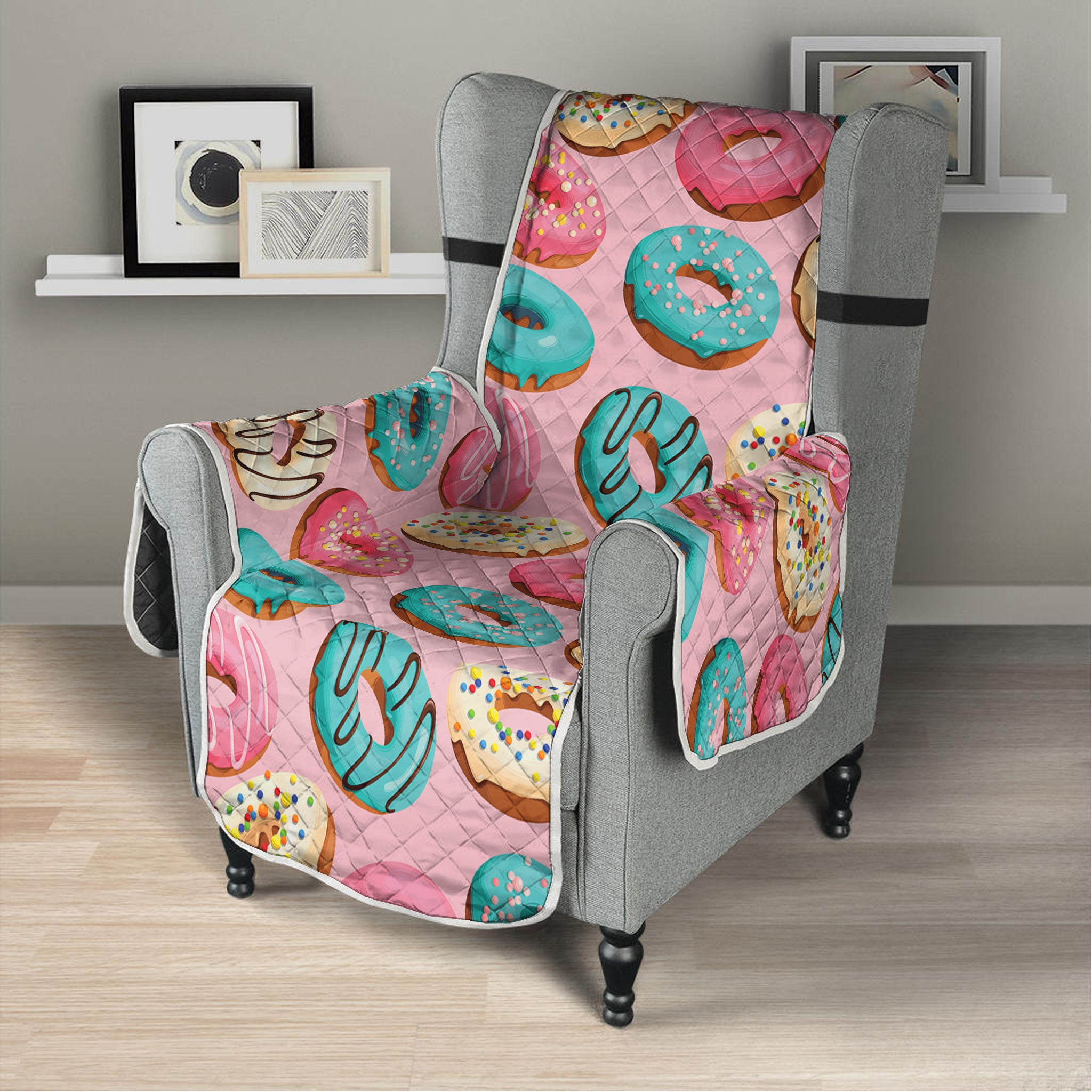 Cute Donut Pattern Print Armchair Protector