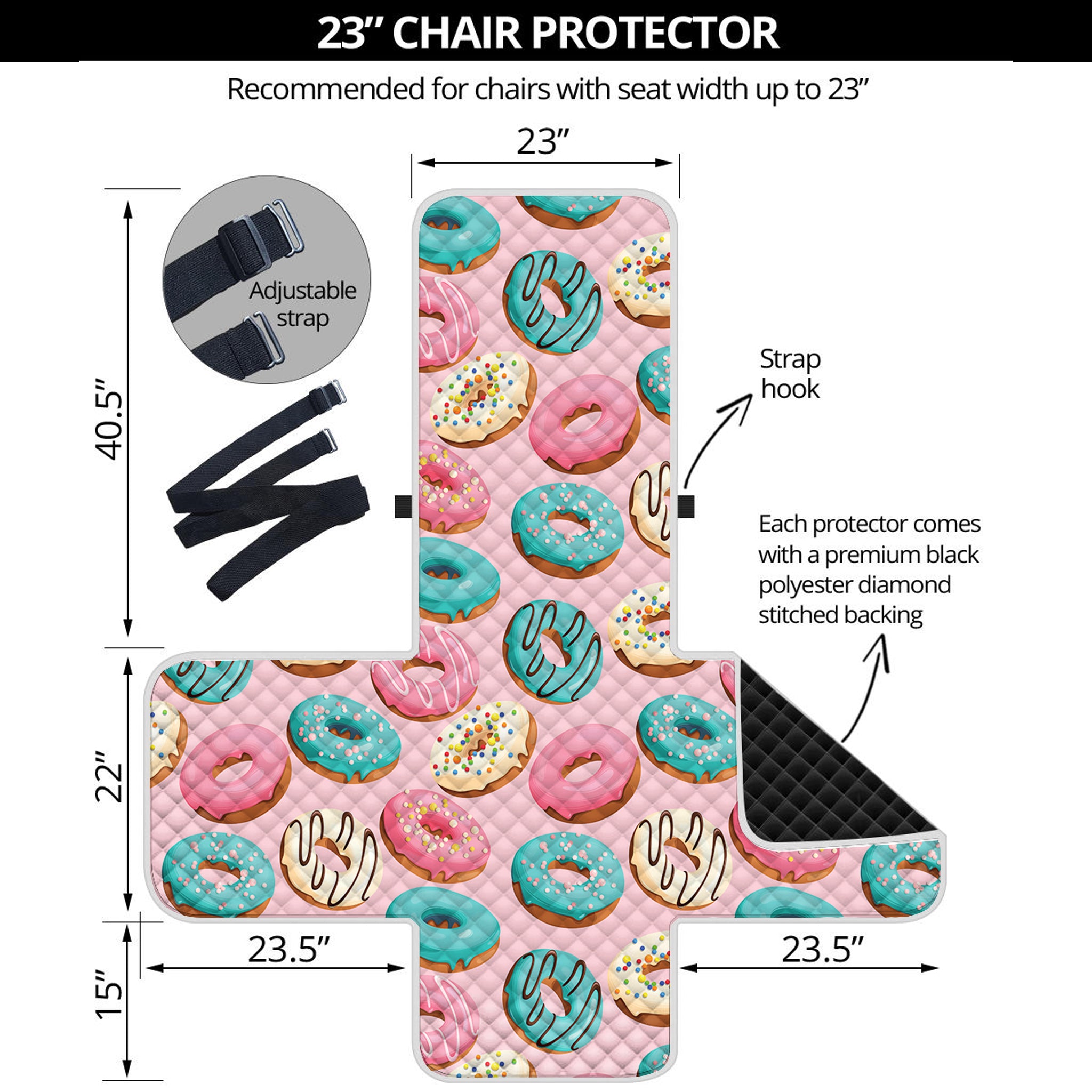 Cute Donut Pattern Print Armchair Protector