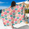 Cute Donut Pattern Print Beach Sarong Wrap