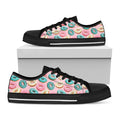Cute Donut Pattern Print Black Low Top Sneakers