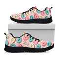 Cute Donut Pattern Print Black Running Shoes