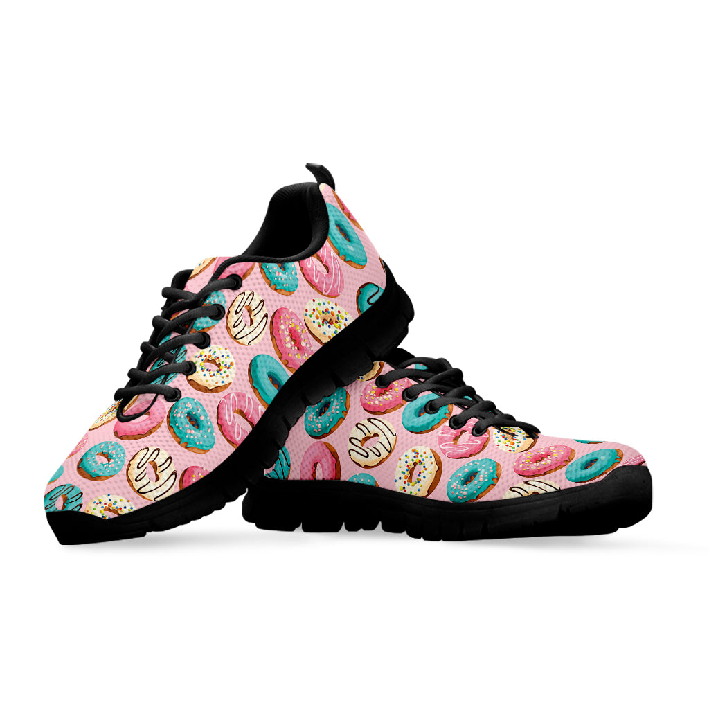 Cute Donut Pattern Print Black Sneakers