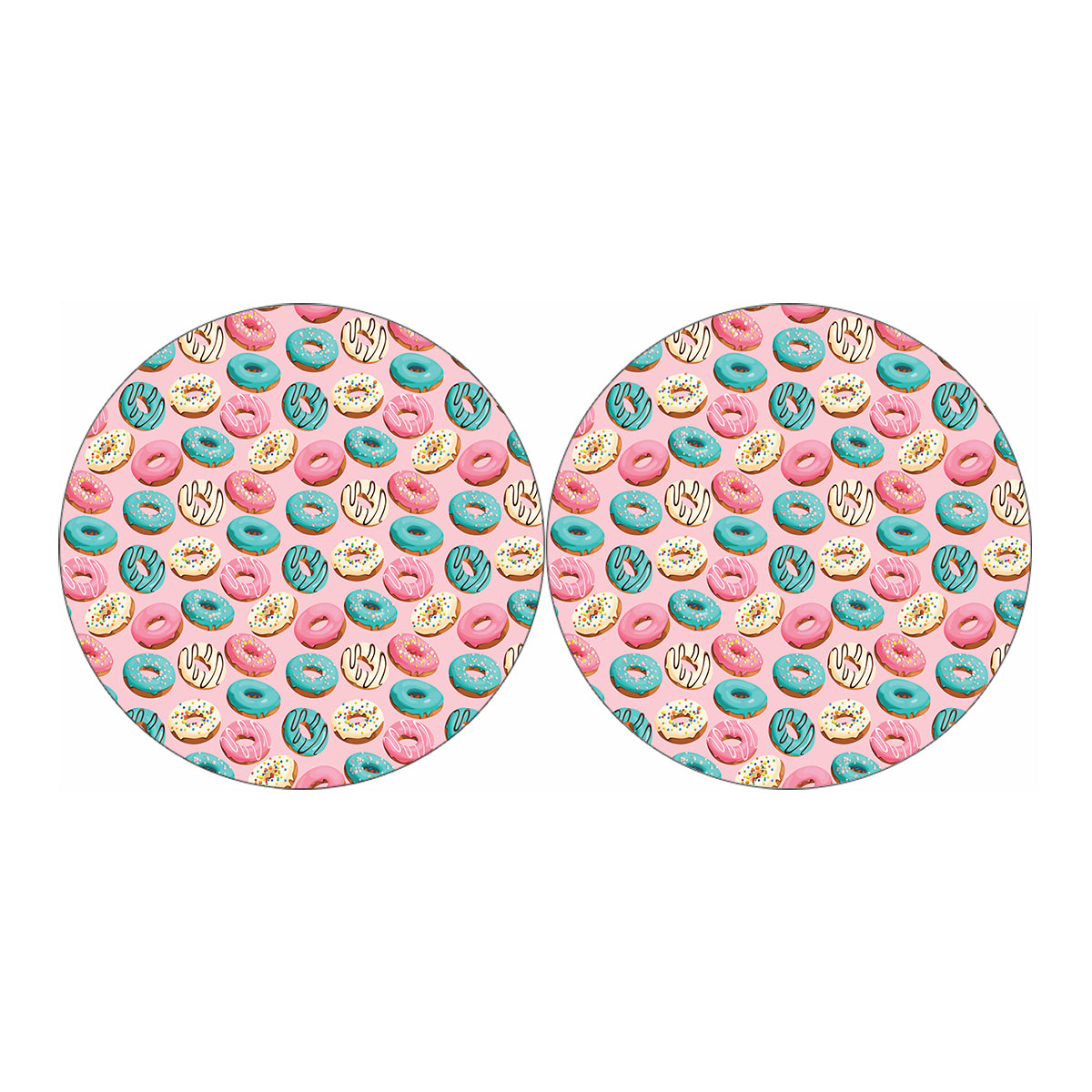 Cute Donut Pattern Print Car Coasters