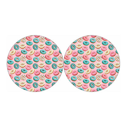 Cute Donut Pattern Print Car Coasters