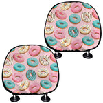 Cute Donut Pattern Print Car Headrest Covers