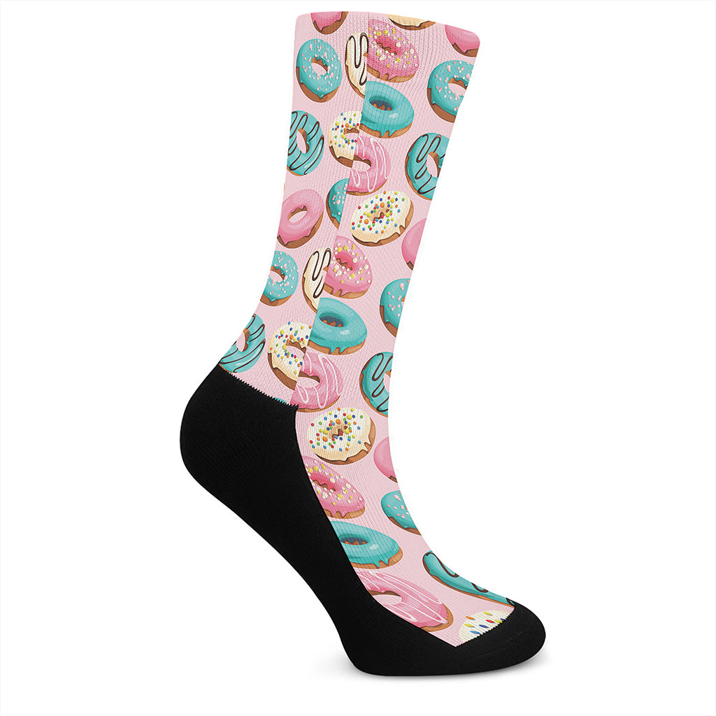 Cute Donut Pattern Print Crew Socks