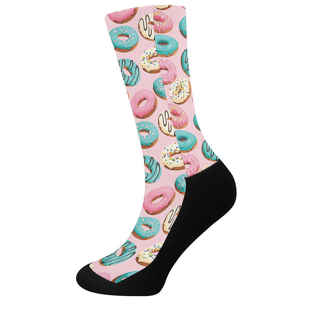 Cute Donut Pattern Print Crew Socks