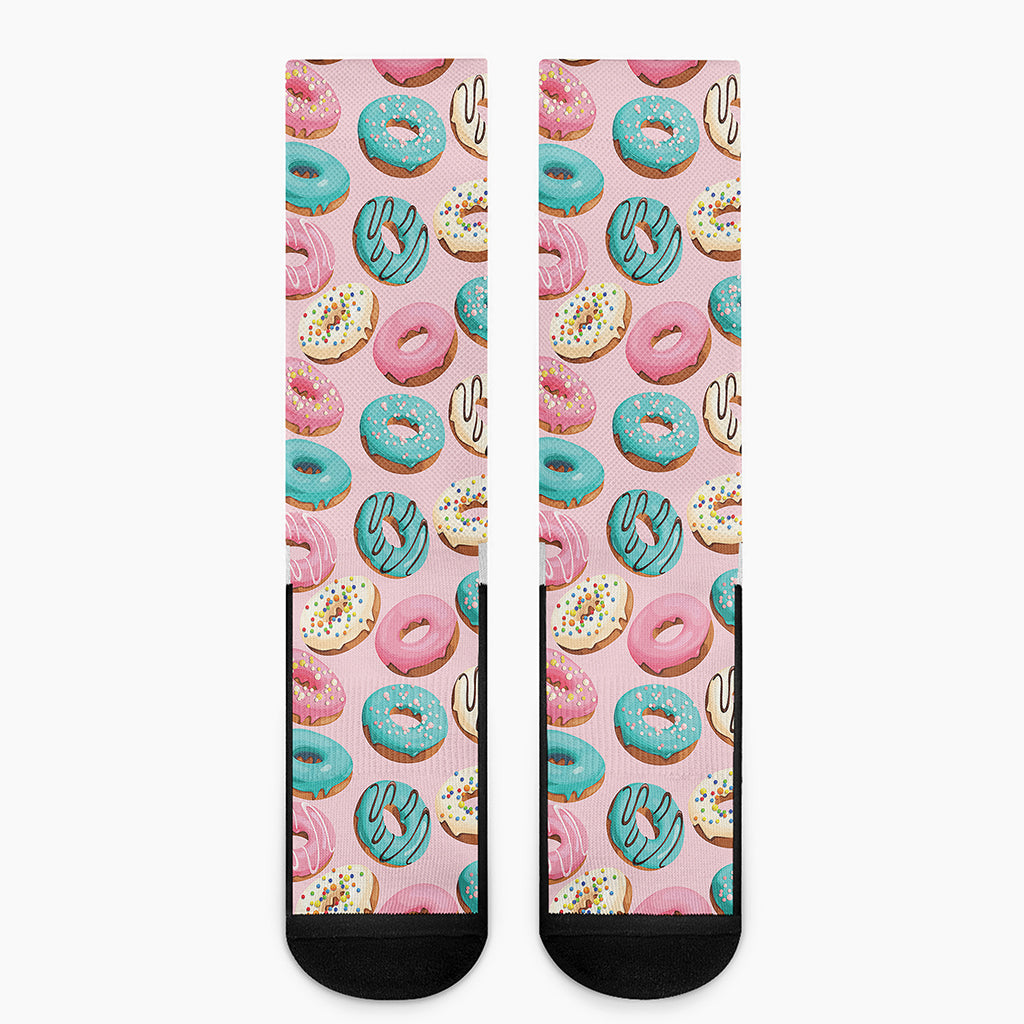 Cute Donut Pattern Print Crew Socks