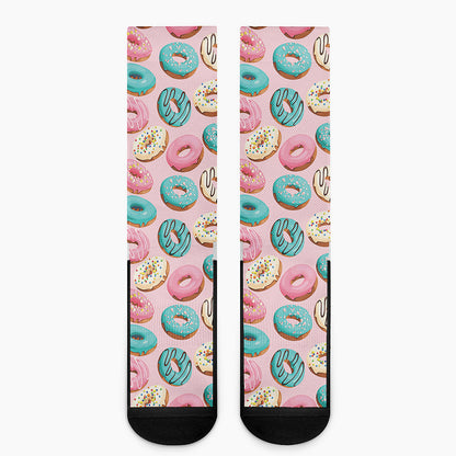Cute Donut Pattern Print Crew Socks