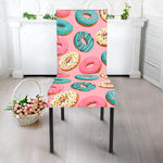 Cute Donut Pattern Print Dining Chair Slipcover