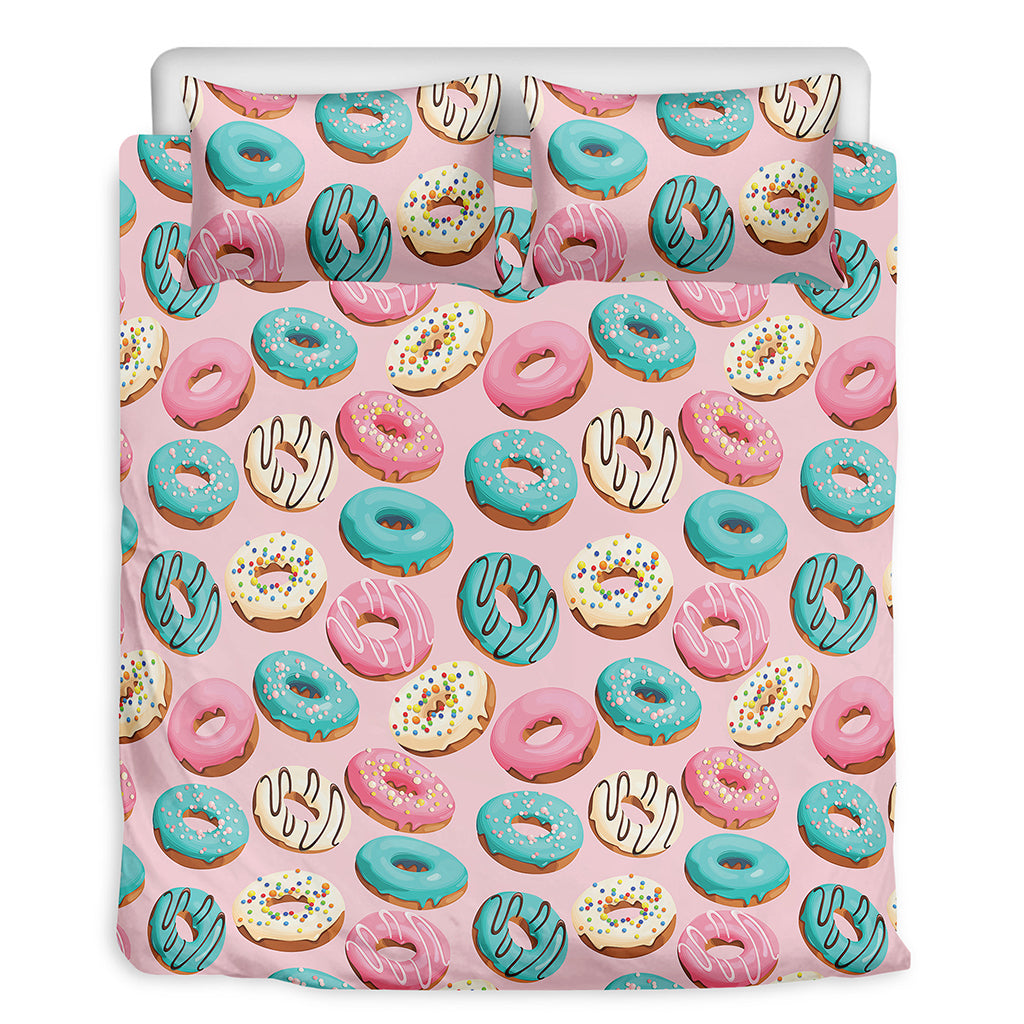 Cute Donut Pattern Print Duvet Cover Bedding Set