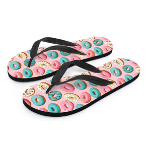 Cute Donut Pattern Print Flip Flops