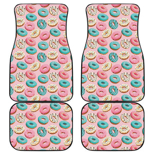 Cute Donut Pattern Print Front and Back Car Floor Mats