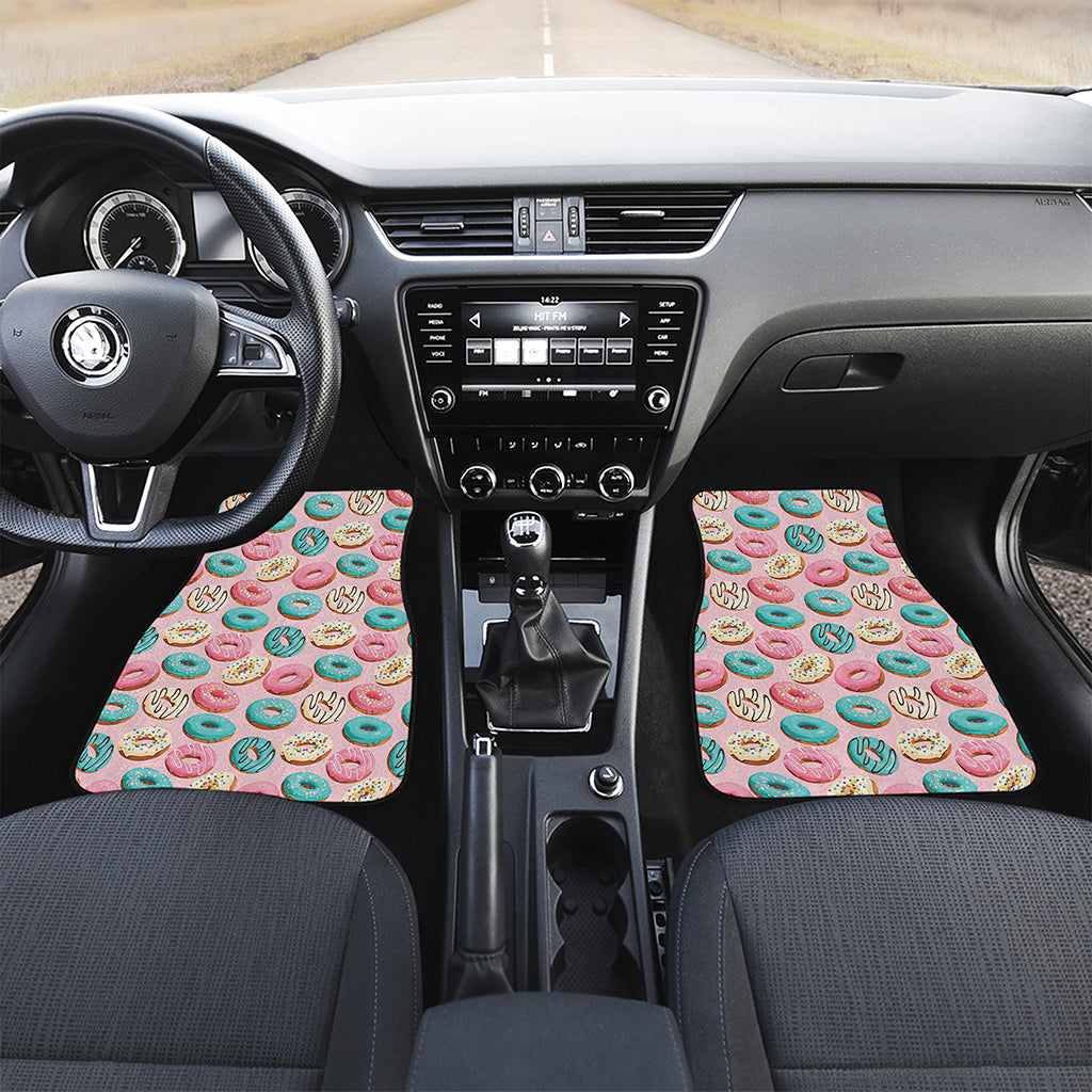 Cute Donut Pattern Print Front and Back Car Floor Mats