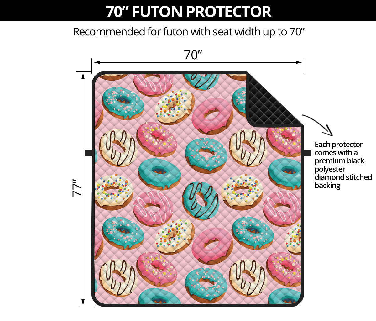 Cute Donut Pattern Print Futon Protector