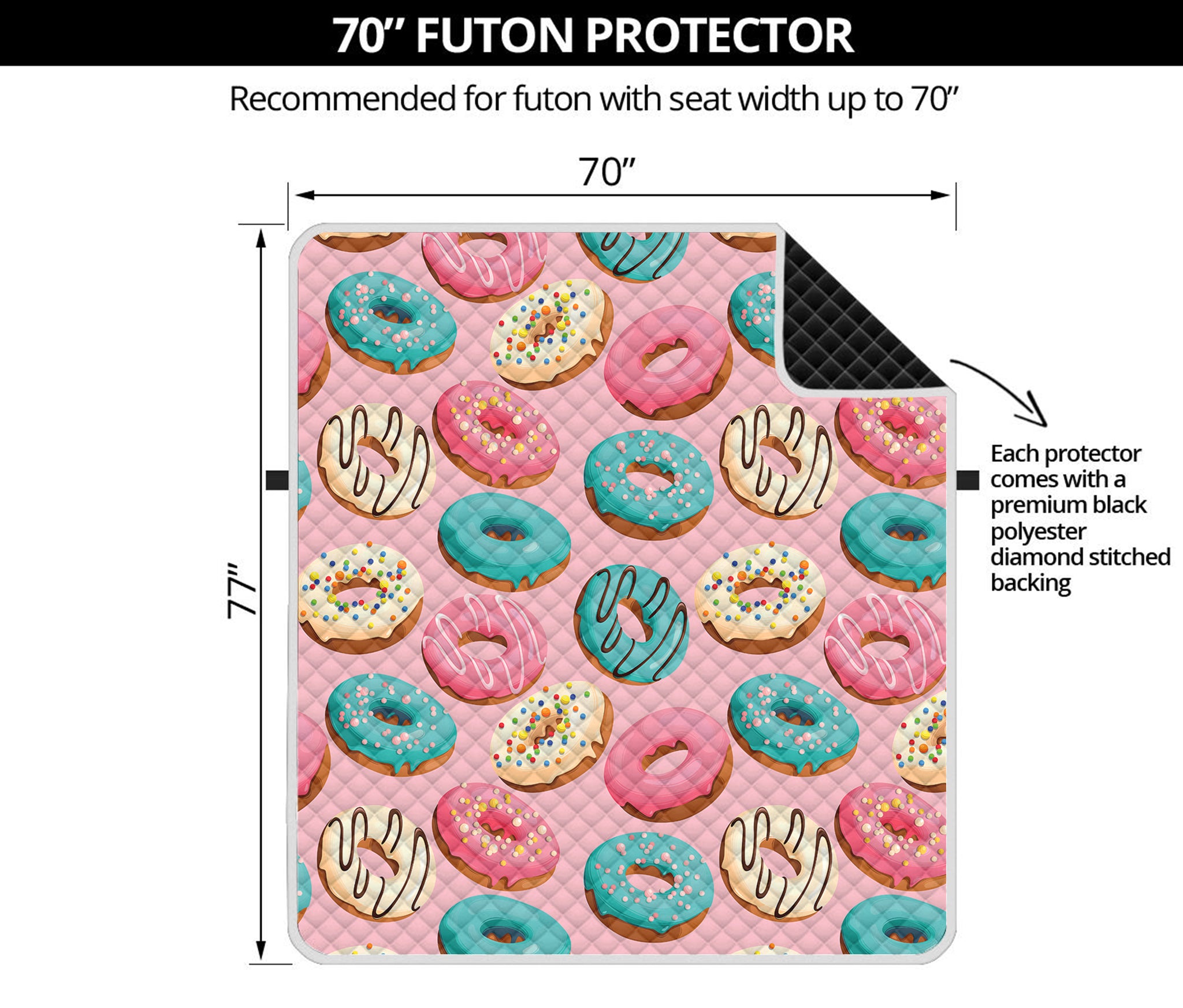 Cute Donut Pattern Print Futon Protector