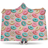 Cute Donut Pattern Print Hooded Blanket