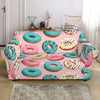 Cute Donut Pattern Print Loveseat Slipcover