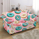 Cute Donut Pattern Print Loveseat Slipcover