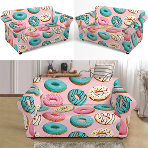 Cute Donut Pattern Print Loveseat Slipcover