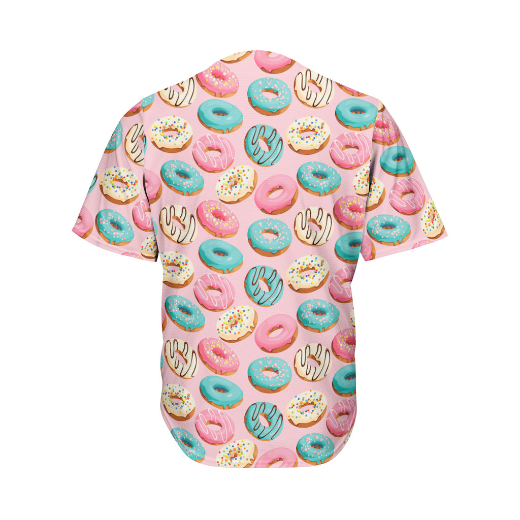 Cute Donut Pattern Print Men's Baseball Jersey