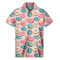 Cute Donut Pattern Print Men's Short Sleeve Shirt