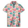 Cute Donut Pattern Print Men's Short Sleeve Shirt