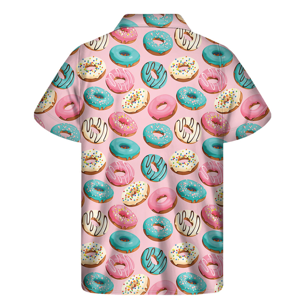 Cute Donut Pattern Print Men's Short Sleeve Shirt