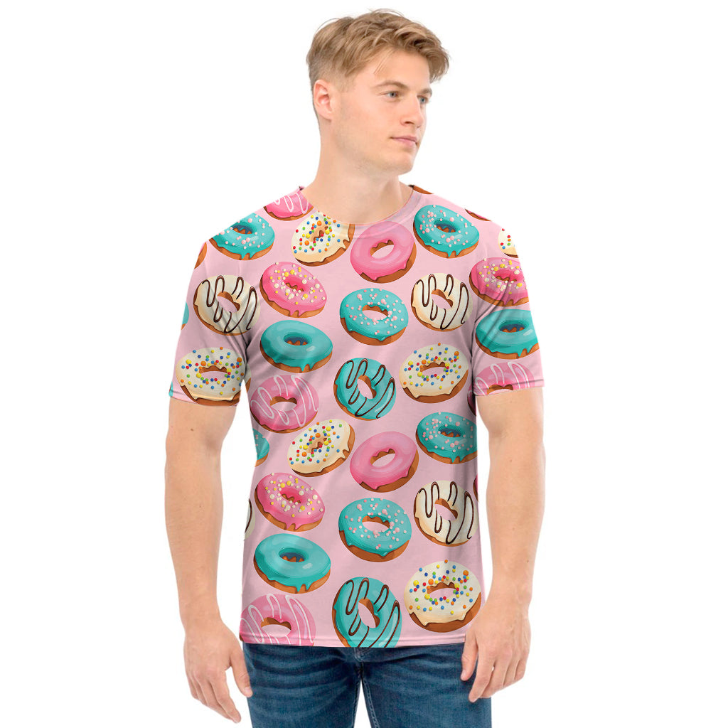 Cute Donut Pattern Print Men's T-Shirt