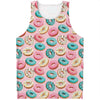 Cute Donut Pattern Print Men's Tank Top