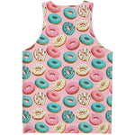 Cute Donut Pattern Print Men's Tank Top