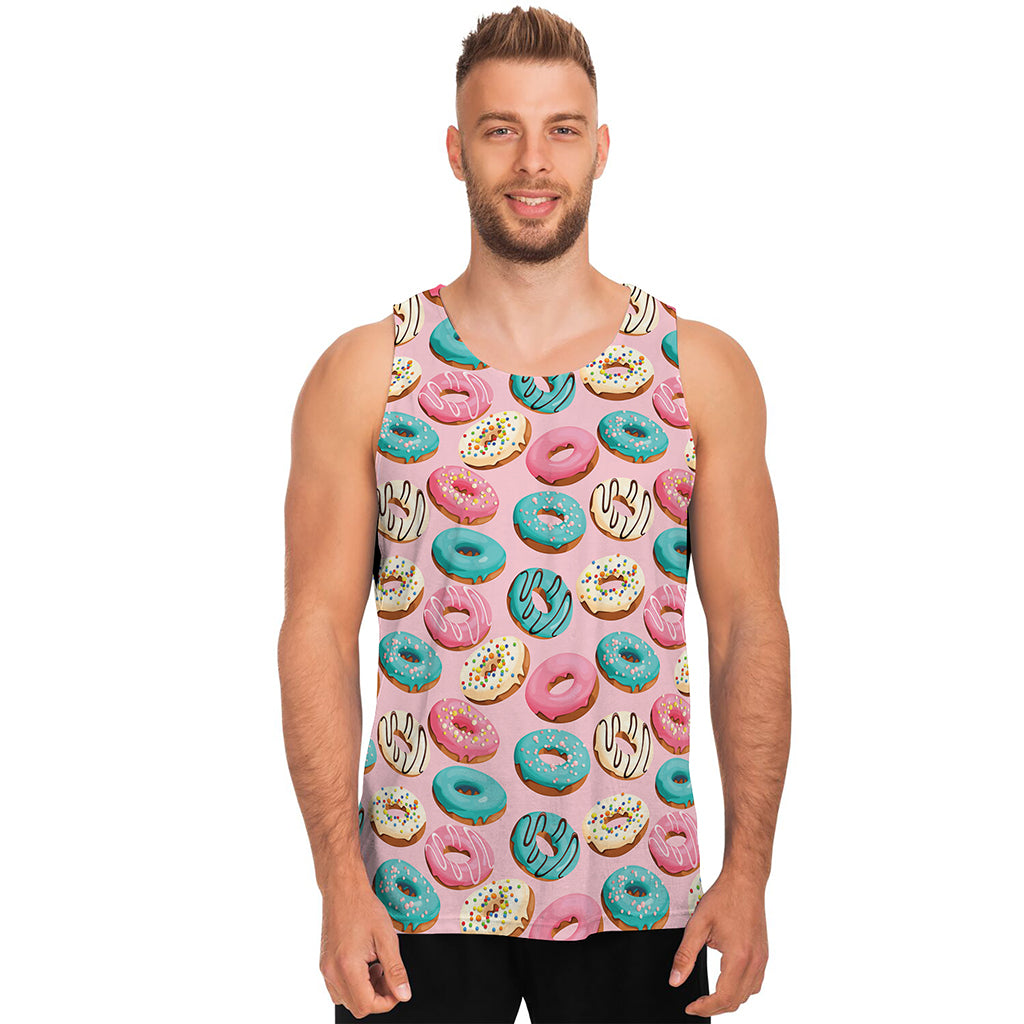 Cute Donut Pattern Print Men's Tank Top