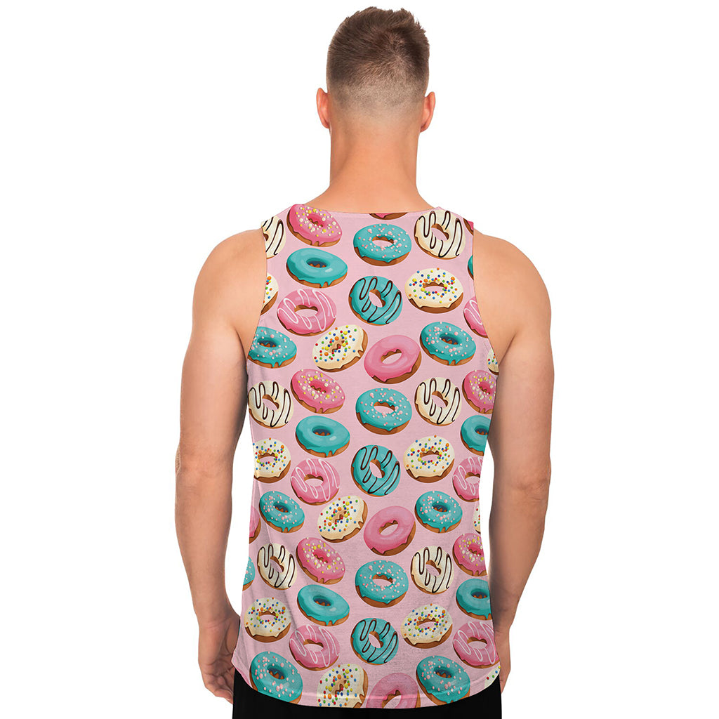 Cute Donut Pattern Print Men's Tank Top