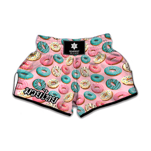 Cute Donut Pattern Print Muay Thai Boxing Shorts