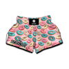 Cute Donut Pattern Print Muay Thai Boxing Shorts