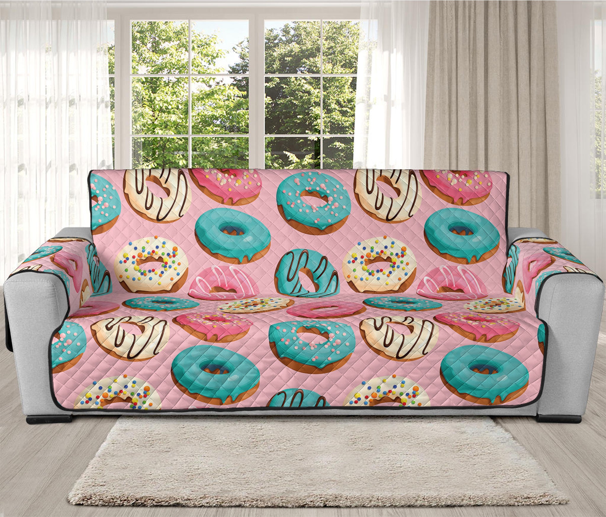 Cute Donut Pattern Print Oversized Sofa Protector