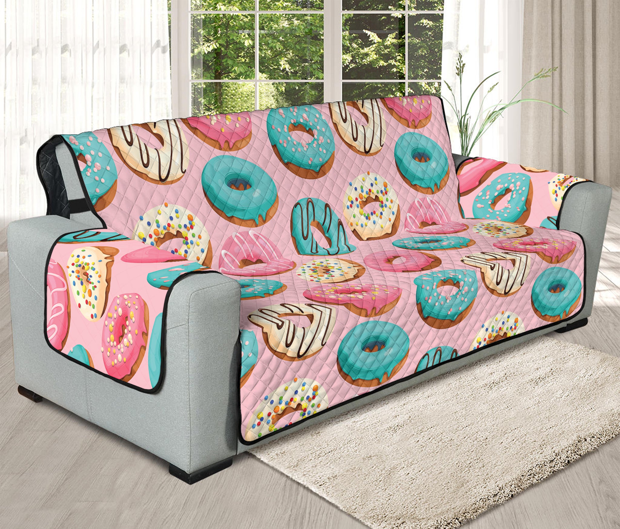 Cute Donut Pattern Print Oversized Sofa Protector