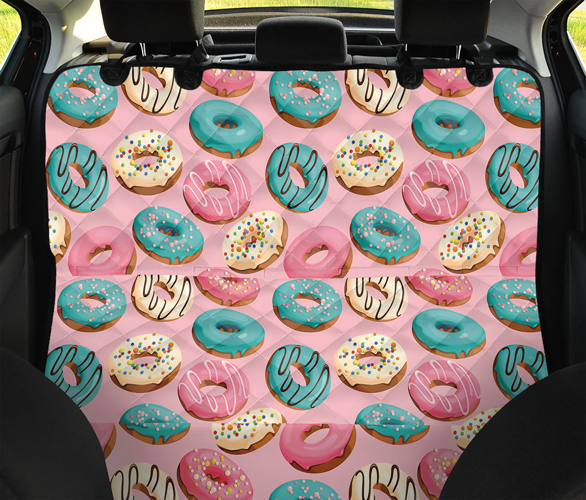 Cute Donut Pattern Print Pet Car Back Seat Cover