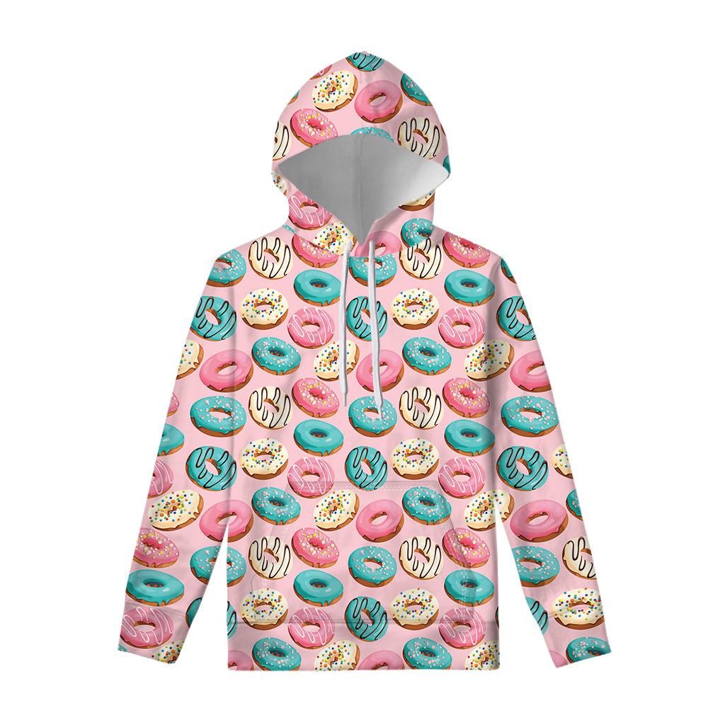 Cute Donut Pattern Print Pullover Hoodie