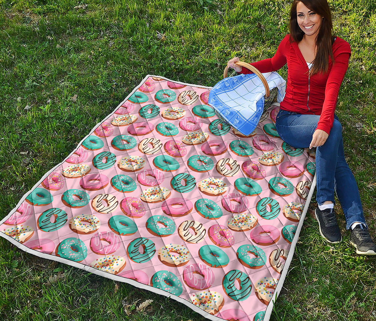 Cute Donut Pattern Print Quilt