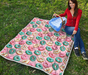 Cute Donut Pattern Print Quilt