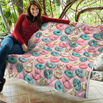 Cute Donut Pattern Print Quilt