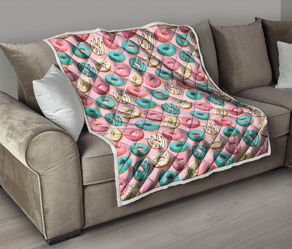 Cute Donut Pattern Print Quilt