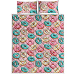 Cute Donut Pattern Print Quilt Bed Set