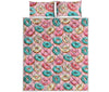 Cute Donut Pattern Print Quilt Bed Set