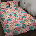 Cute Donut Pattern Print Quilt Bed Set