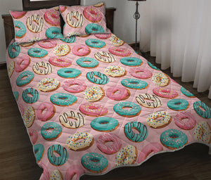 Cute Donut Pattern Print Quilt Bed Set