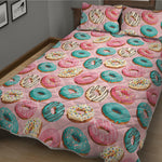 Cute Donut Pattern Print Quilt Bed Set