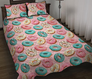 Cute Donut Pattern Print Quilt Bed Set