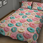 Cute Donut Pattern Print Quilt Bed Set